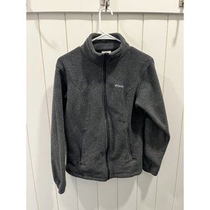 Columbia Womens Medium M Fleece Full Zip Up Dark Gray Lightweight Jacket Outdoor